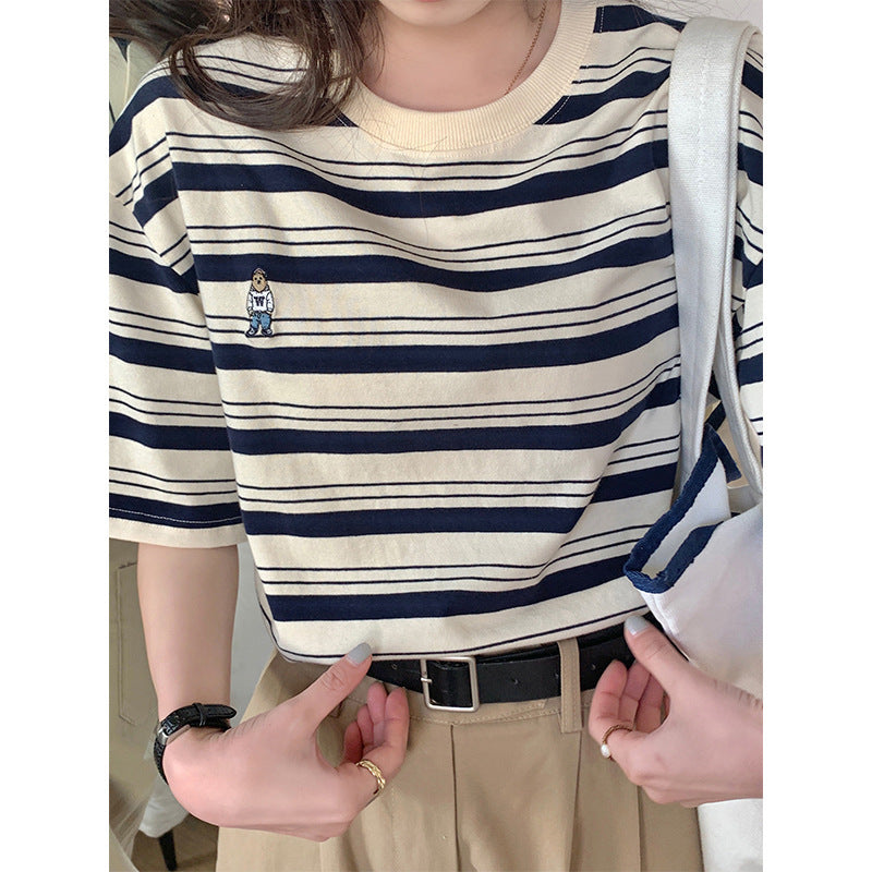 Women's Vintage Stripe Short-sleeved T-shirt