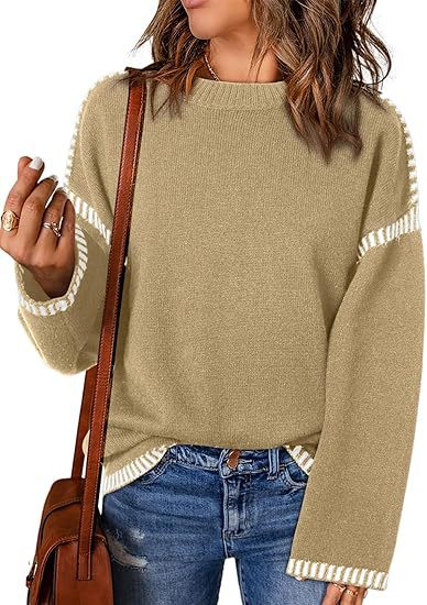Solid Round Neck Pullover Sweater Autumn And Winter Tops