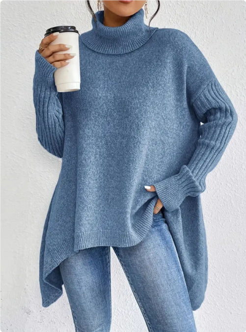 Irregular Turtleneck Sweater Winter Loose Long Sleeve