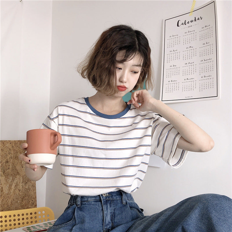 Women's striped short sleeve T-shirt women