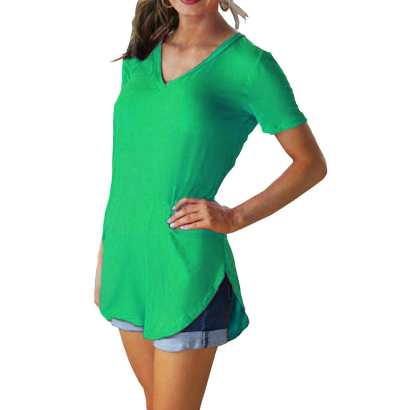 V-neck short-sleeved T-shirt women