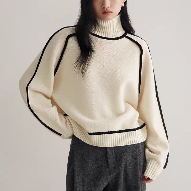 Autumn And Winter Half Turtleneck Three-dimensional Sweater