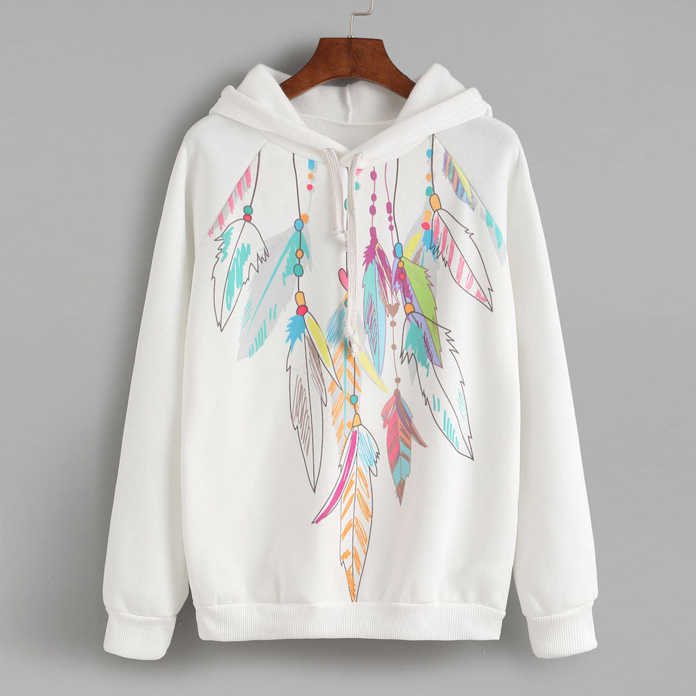 New Autumn Womens Pattern Hoody Dreamcatcher Feather Print