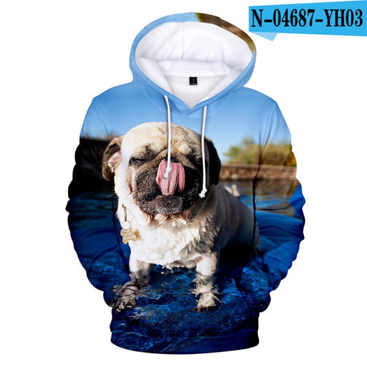 French bulldog peripheral series casual loose hooded sweater