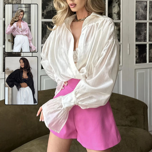 Ins French Lantern Sleeve Shirt Fashion Button Lapel