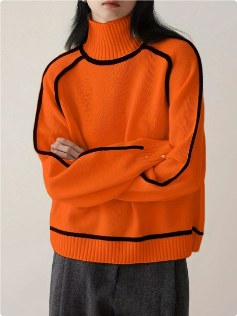Autumn And Winter Half Turtleneck Three-dimensional Sweater