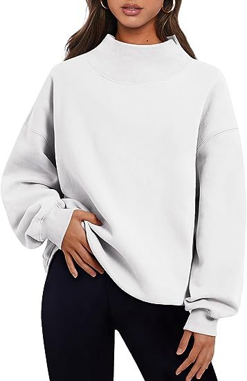 Pullover Sweatshirt Solid Color Loose Tops Round Neck Hoodie
