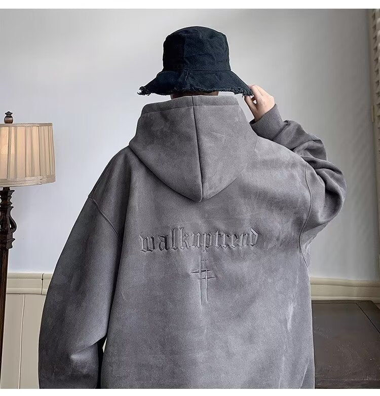 Men's Loose Fleece Hooded Jacket