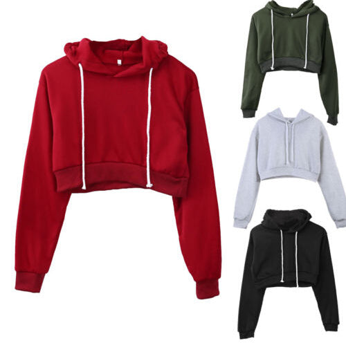 Solid color long sleeve ladies hoodie