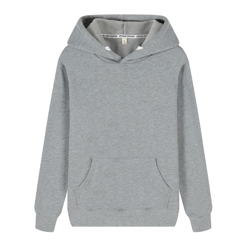 Non-Fleece Solid Color Hooded Pullover Sweater