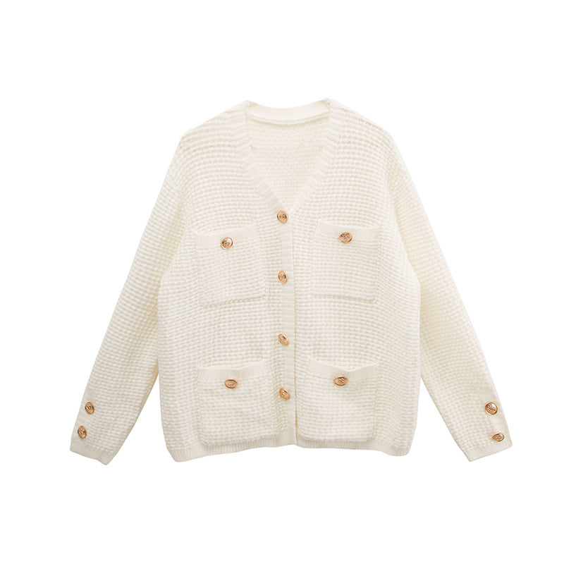 Retro Knitted Cardigan Jacket Women Lazy Temperament Loose