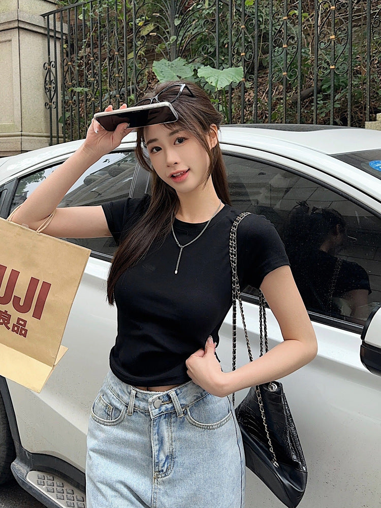 Short-sleeved Bottoming Shirt Inner Wear T-shirt Women's Short Tight Top