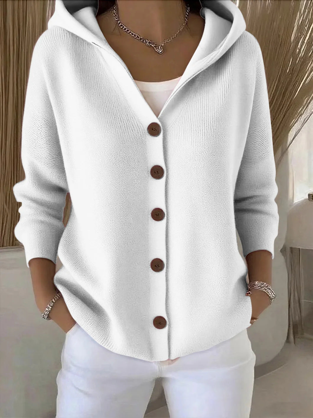 Ins Button Hooded Sweater Fashion Autumn And Winter Knitted