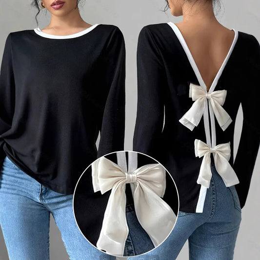 Women's Trendy Round Neck Two-Piece Illusionknit T-Shirt