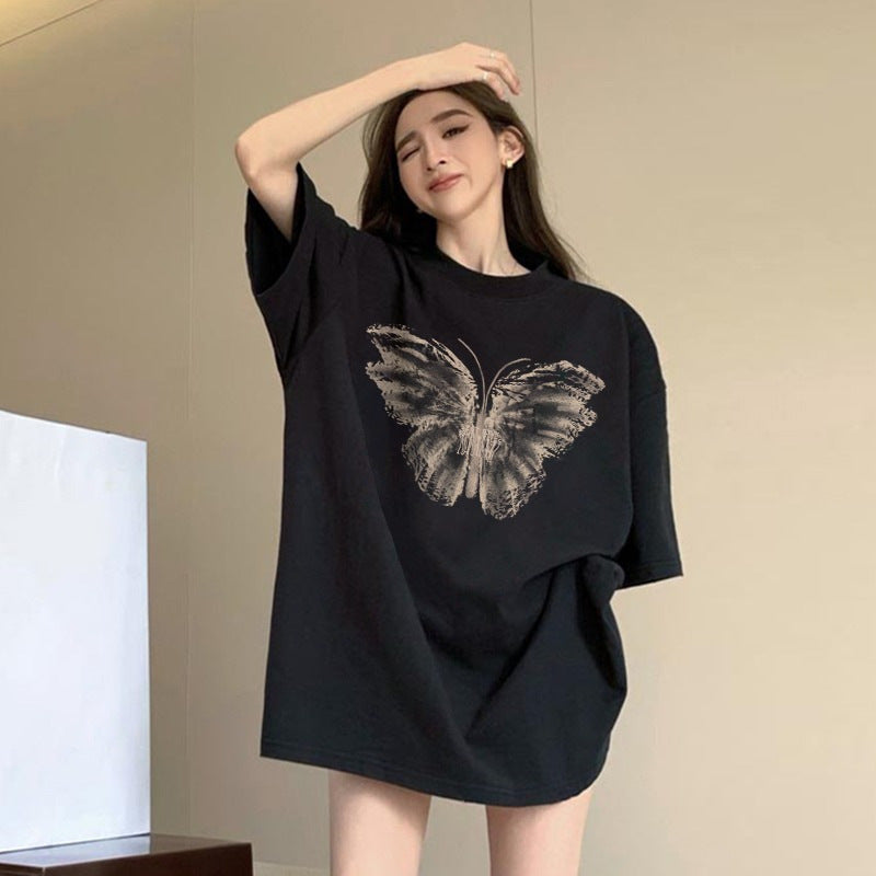 Black Short Sleeved T Shirt Loose Fitting