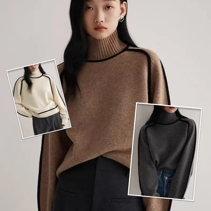 Autumn And Winter Half Turtleneck Three-dimensional Sweater