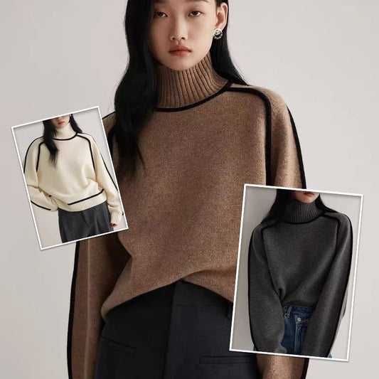 Autumn And Winter Half Turtleneck Three-dimensional Sweater