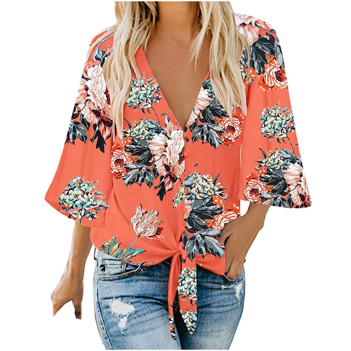 Printed Cardigan Blouse