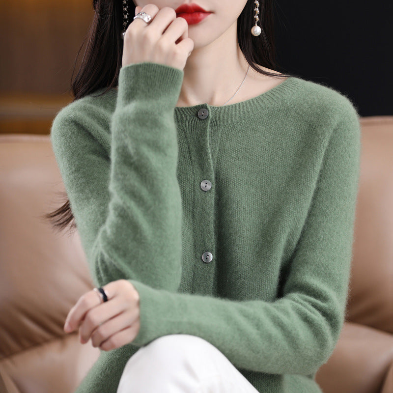 Women's Cashmere Cardigan O-neck Loose Sweaters Top Fashion