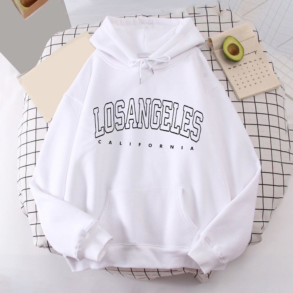 Men's And Women's Fashion Solid Color Letter Print Sports Hooded Sweatshirt