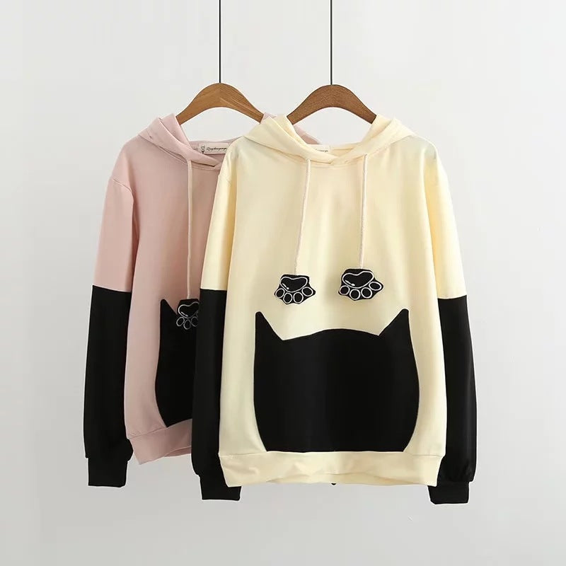 Hooded long-sleeved soft girl sweater