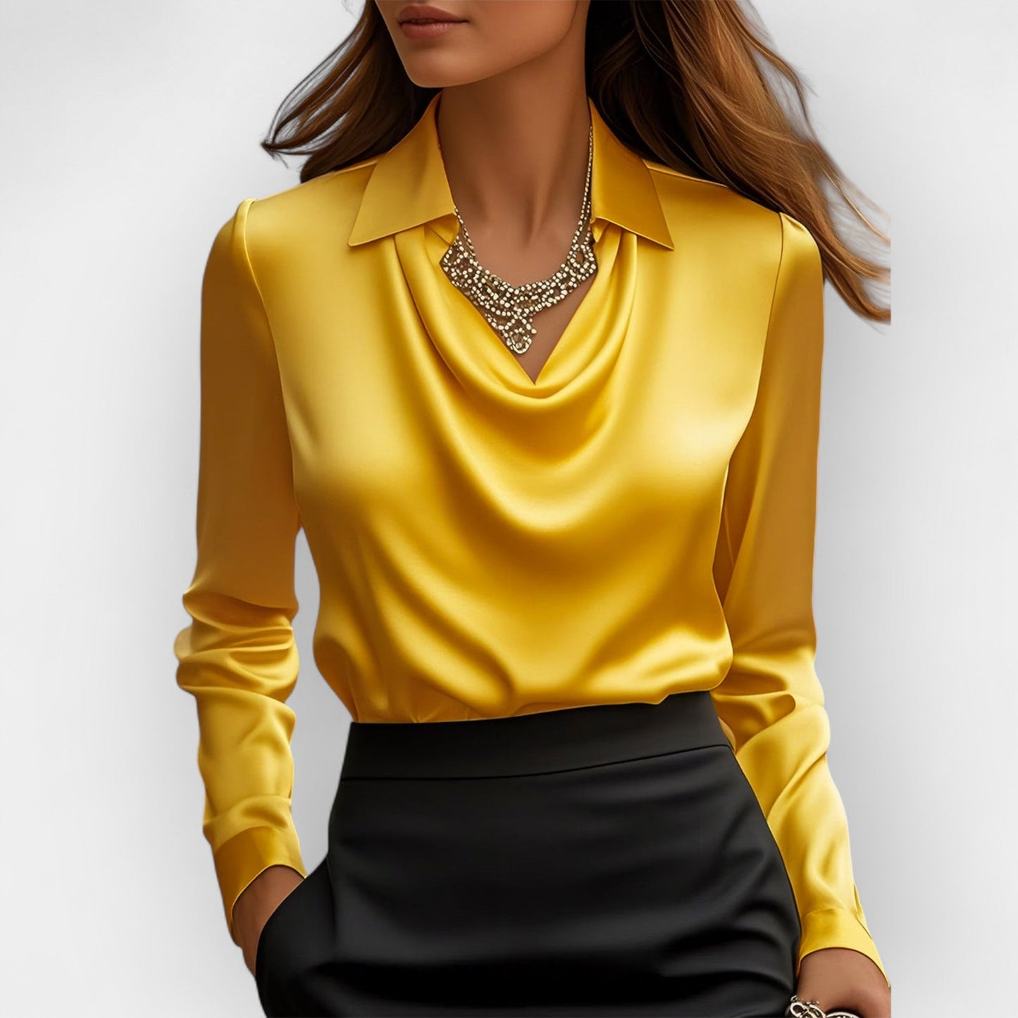 Women's Swing Collar Draped Shirts & Blouses Elegant
