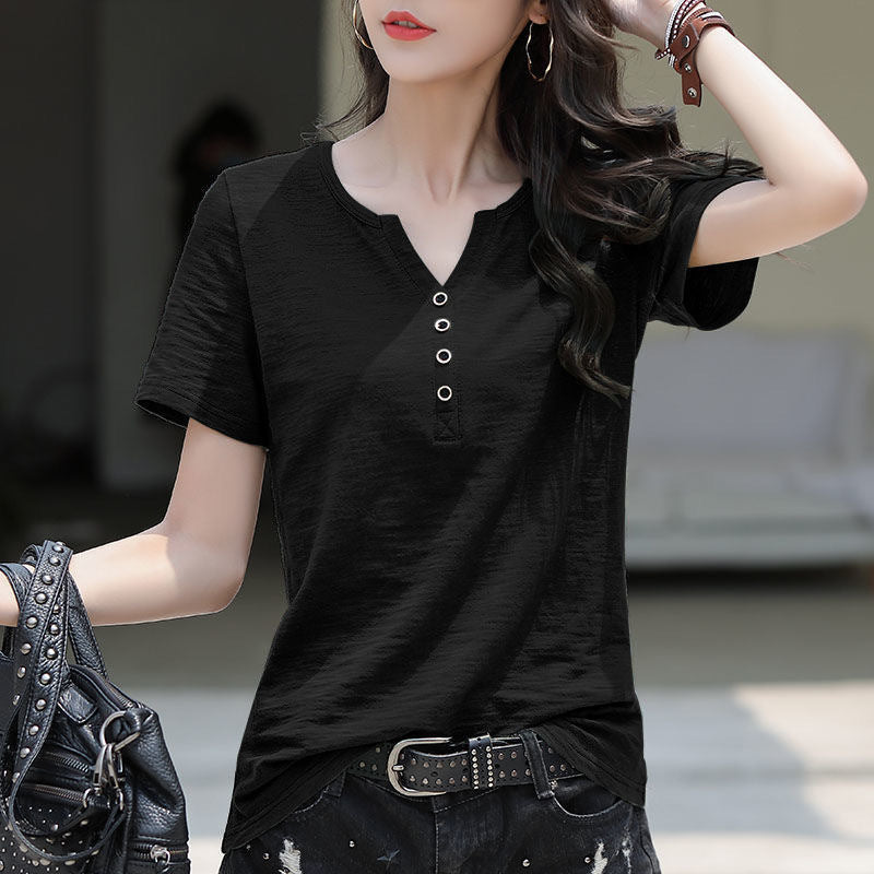 Women's Cotton Short-sleeved T-shirt Loose Bottoming Shirt