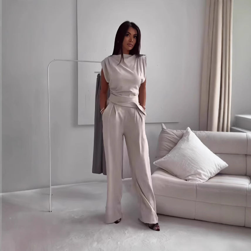 Women's Sleeveless Suit Fashion Slim Irregular Split Top