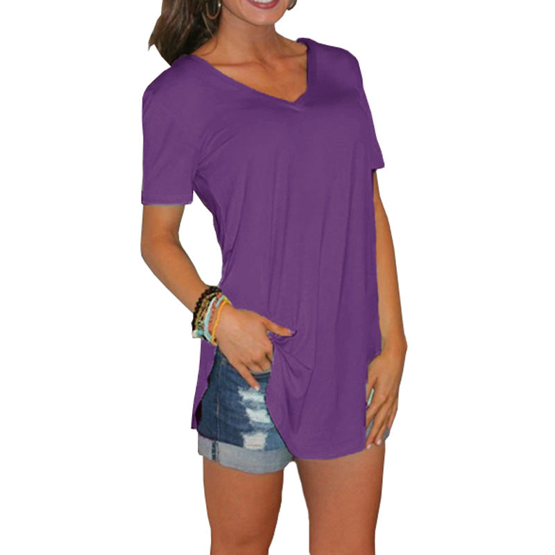 V-neck short-sleeved T-shirt women