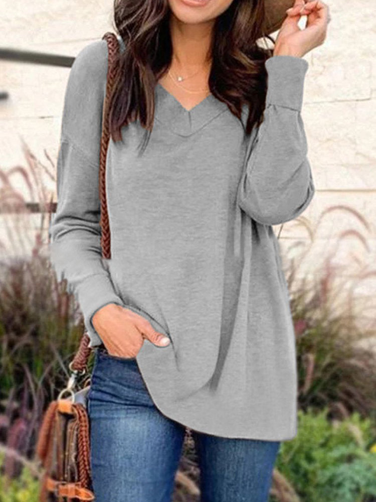 V-neck loose blouse