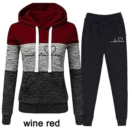 Casual Trackskuit Women Two Piece Set Suit Female Hoodies