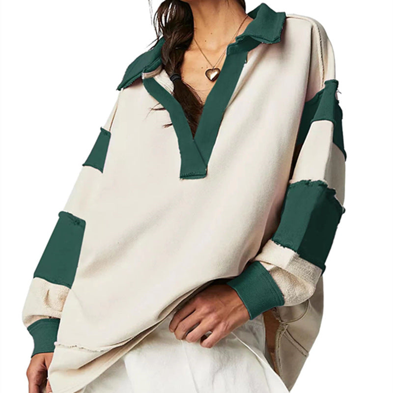 Loose V-neck Casual Long Sleeve Pullover Sweater