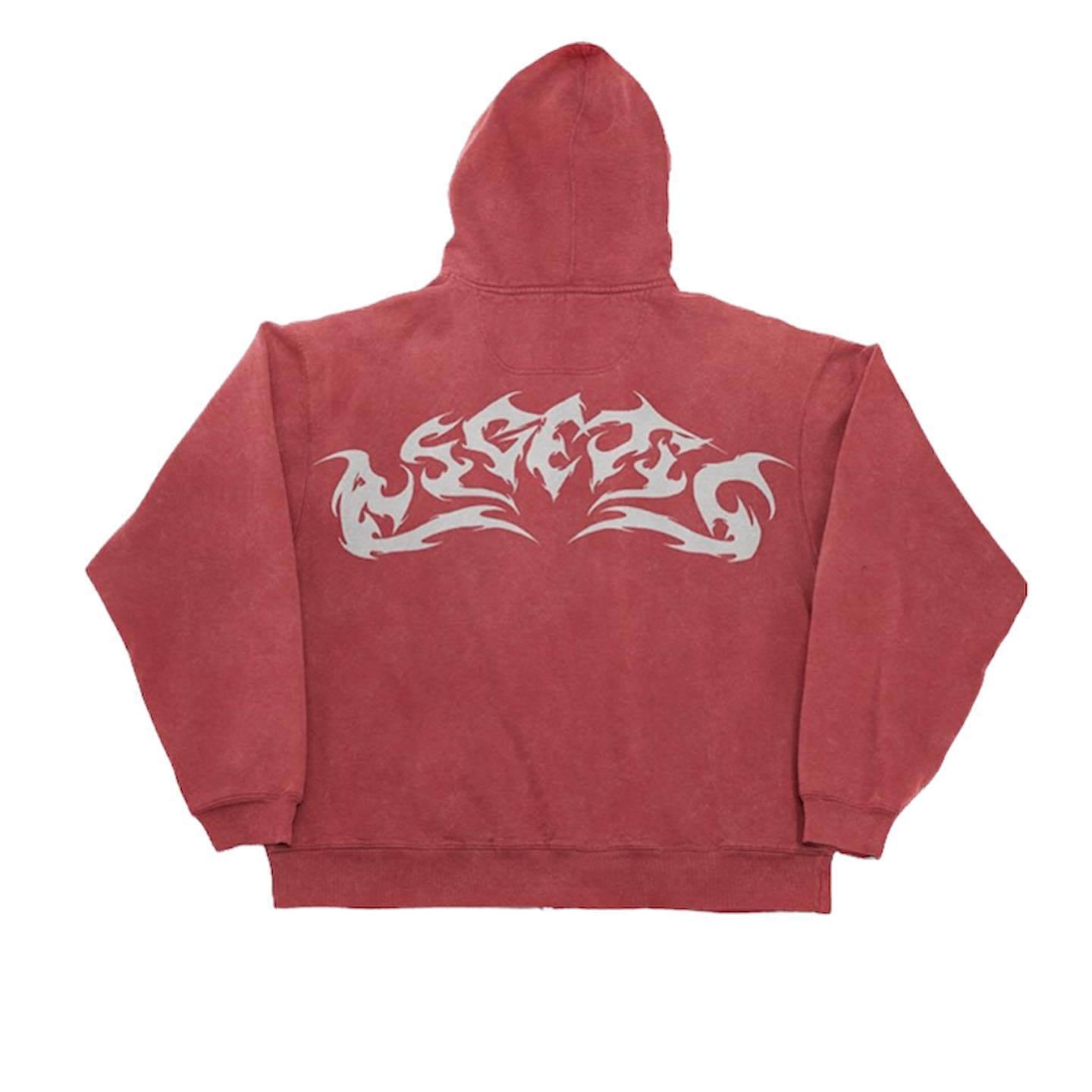 Red Zipper Hoodie Long Sleeve Sweater