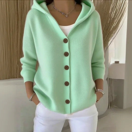 Ins Button Hooded Sweater Fashion Autumn And Winter Knitted