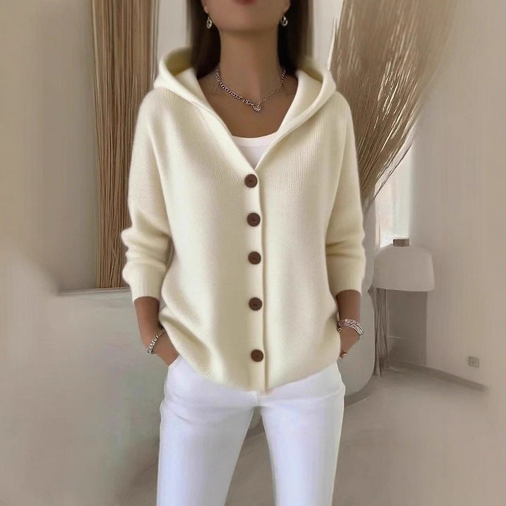 Ins Button Hooded Sweater Fashion Autumn And Winter Knitted