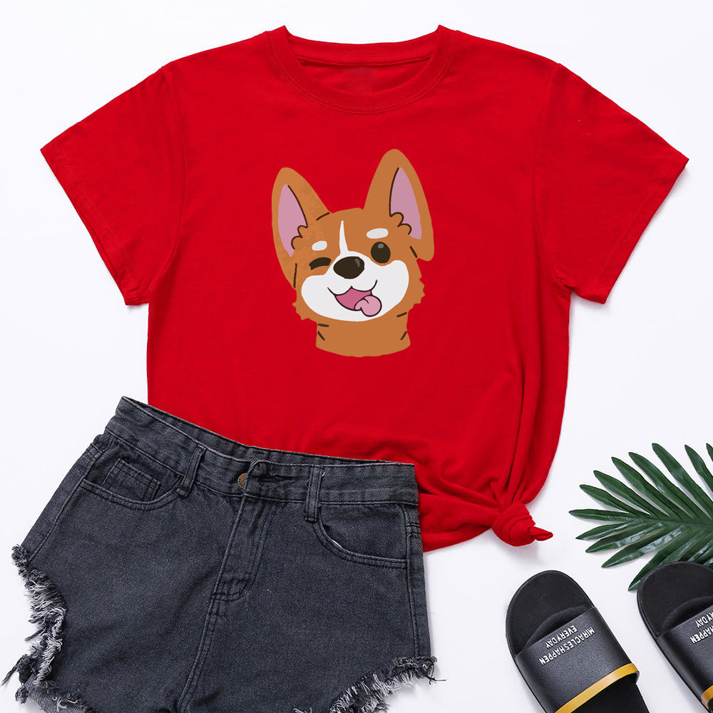 Animal Dog Print Short-sleeved T-shirt