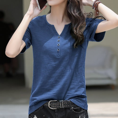 Women's Cotton Short-sleeved T-shirt Loose Bottoming Shirt