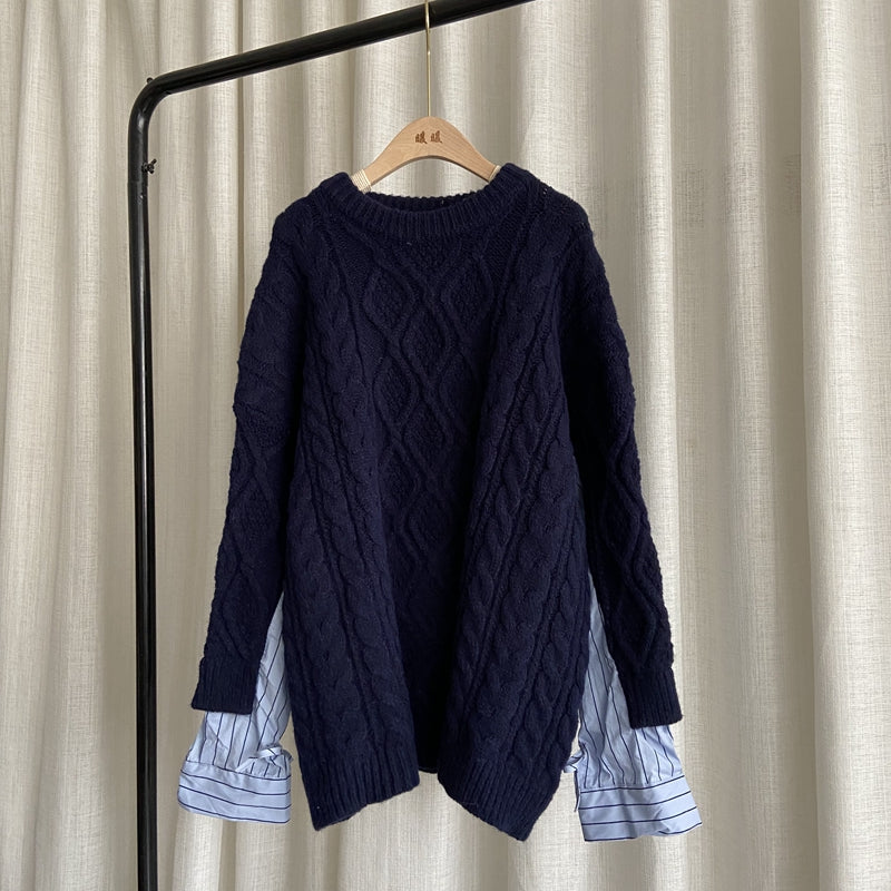 Lazy Style Large Size Slimming Knit Sweater Female Twist Thick Needle Wool