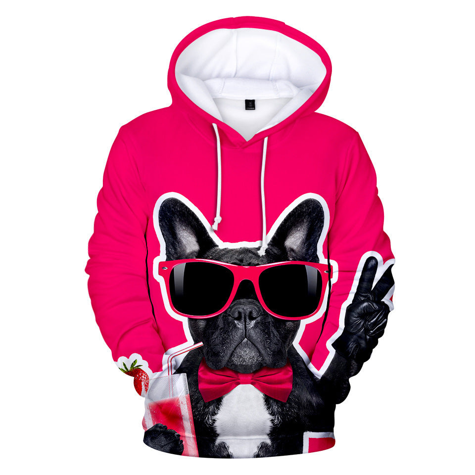 French bulldog peripheral series casual loose hooded sweater