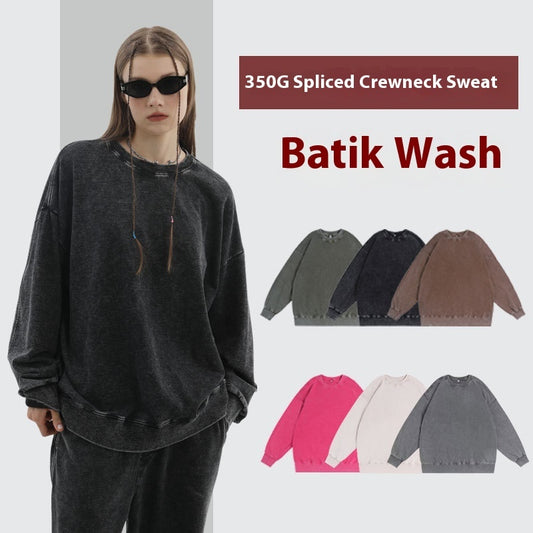 Round Neck Sweater Women's Worn Looking Washed-out
