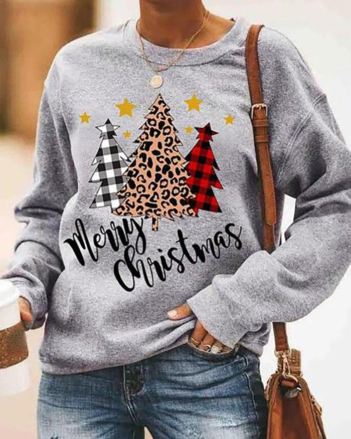 Printed Autumn And Winter Long-sleeved Pullover Loose Round Neck Sweater