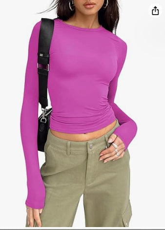 Women's Clothing Fashion Slim Long-sleeved Pullovers Tops