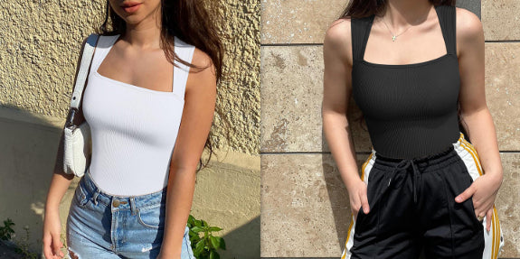 Thread Square Neck Jumpsuit Sleeveless Slim Fit