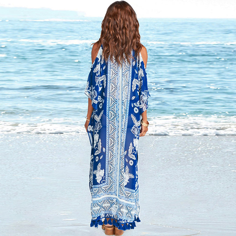 Fringed Resort Maxi Bikini Blouse