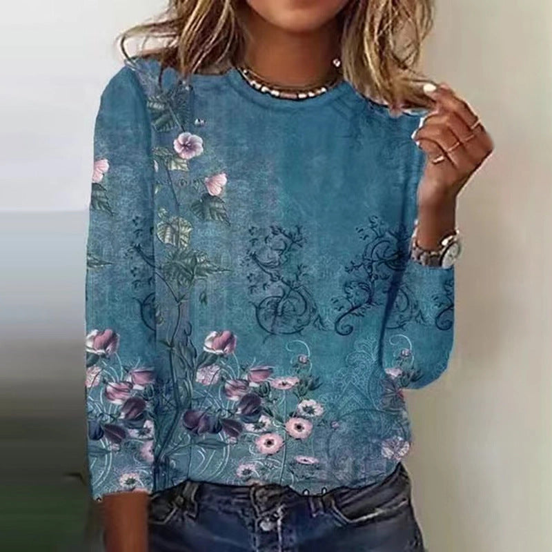 Fashion D Digital Printing Loose Casual Pullover