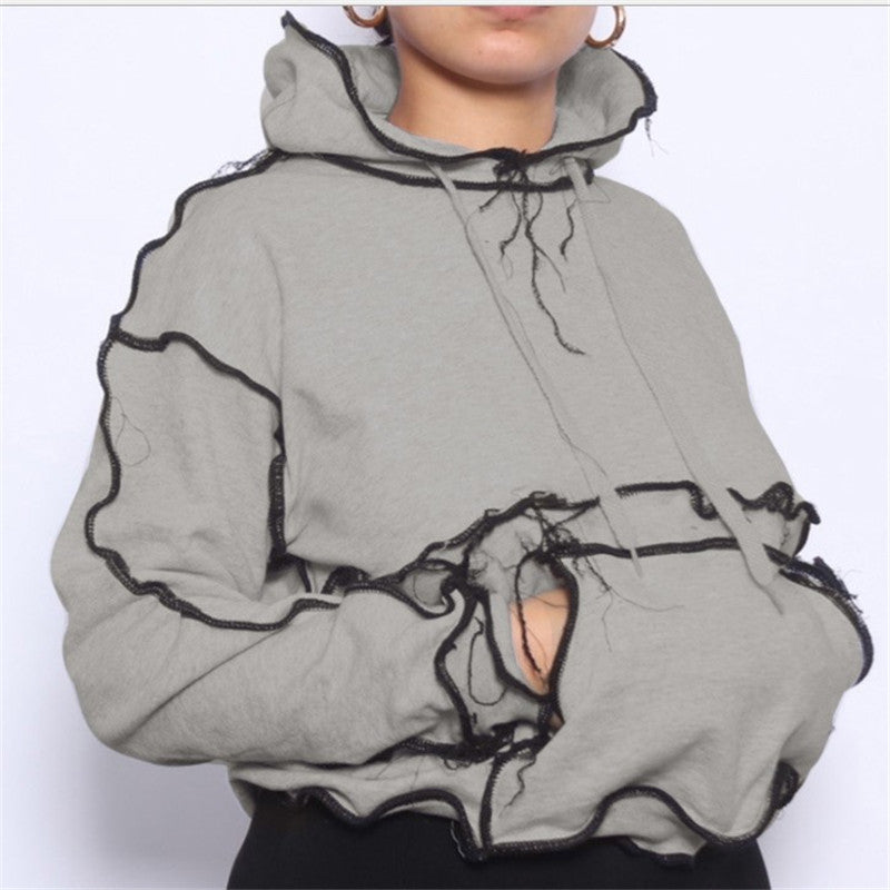 Long sleeve drawstring sweatshirt with pockets