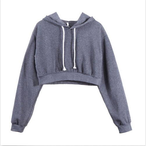 Solid color long sleeve ladies hoodie