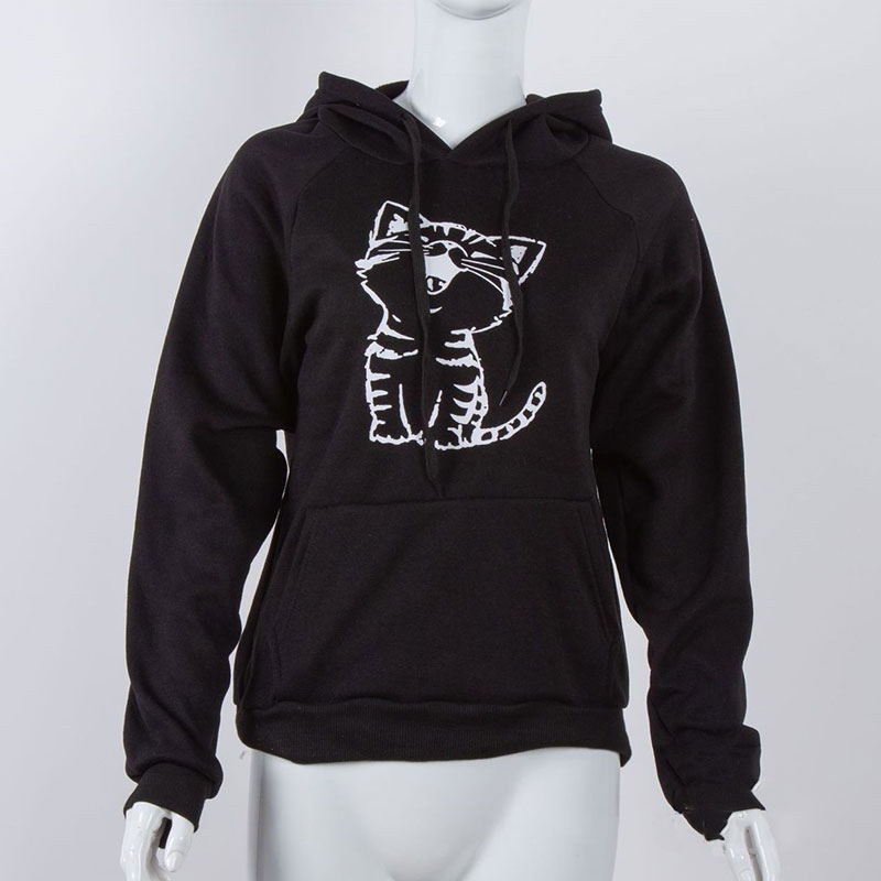 Women's printed hooded sweater