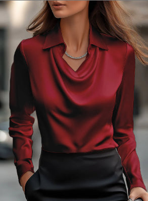Women's Swing Collar Draped Shirts & Blouses Elegant