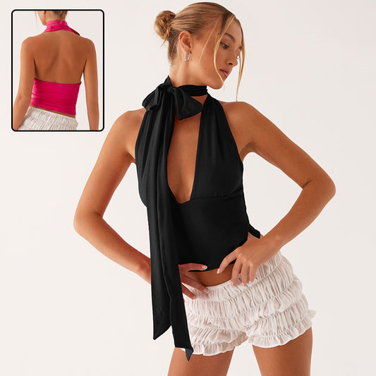 Deep V-neck Halter Tops Summer Fashion Clothing